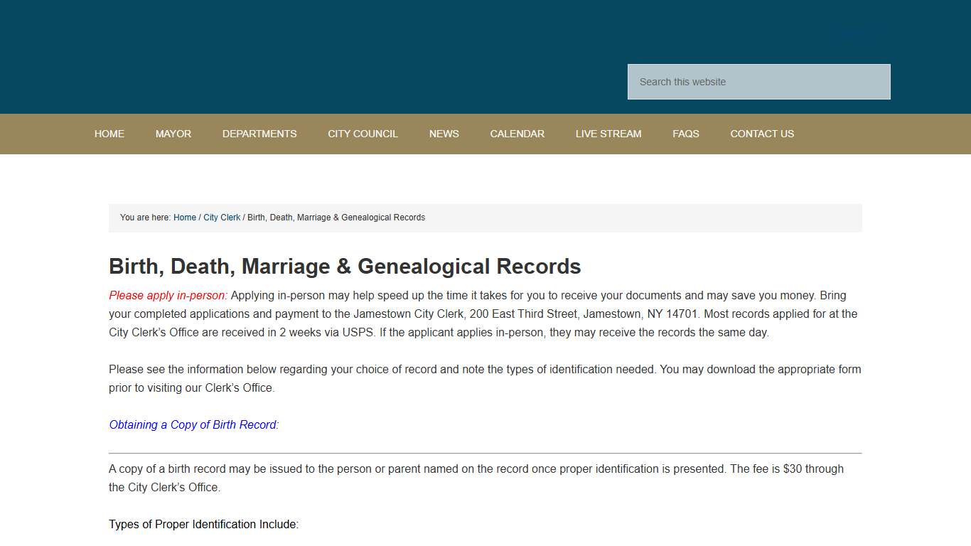 Birth, Death, Marriage & Genealogical Records