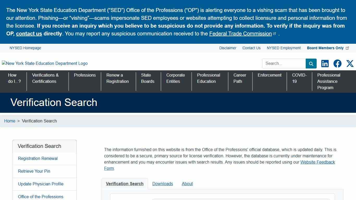 Online Registration Renewal Office of the Professions