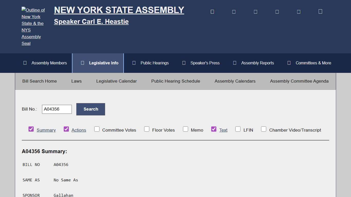 Bill Search and Legislative Information New York State Assembly